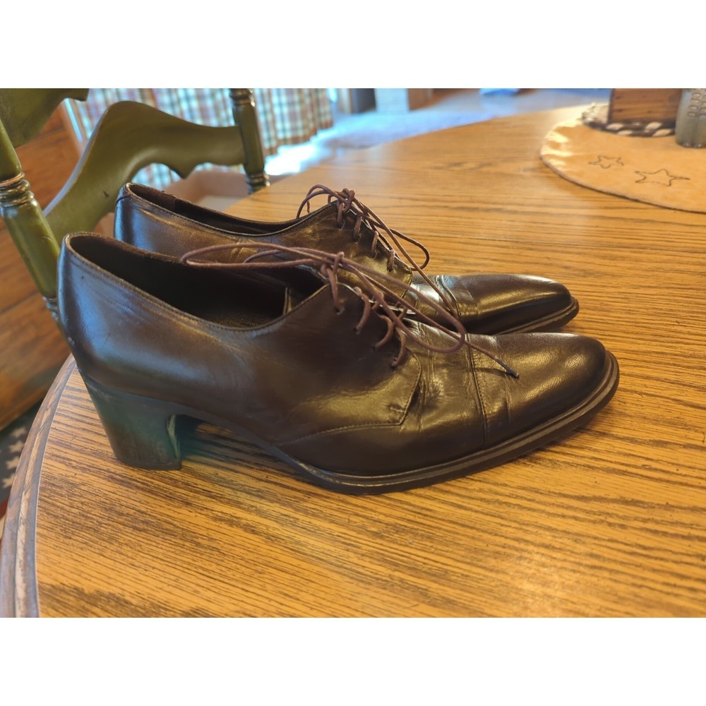 Vivien Lee Women's Designer Heels Loafers Lace Up Comfort EU 38 1/2 - US Size 8 - Picture 5 of 10